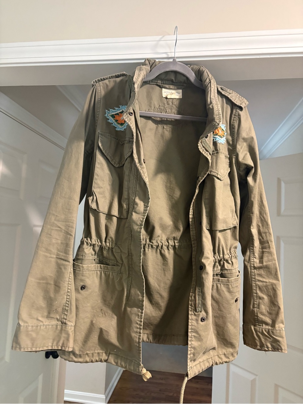 Denim & Supply Ralph Lauren Olive Utility Jacket with Embroidered Accents